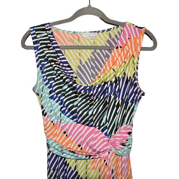 LONDON TIMES‎ $98 Jersey Stretch Cowl Neck Sundress Multi-Color Size 6 - Picture 3 of 4